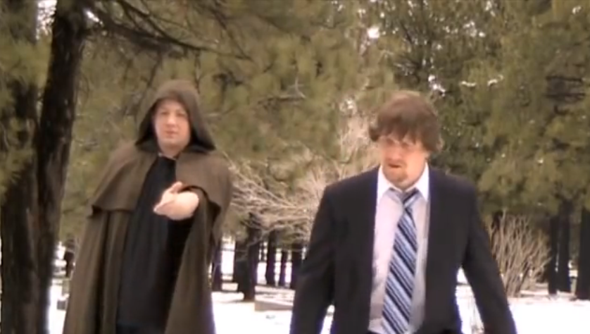 Screenshot of the Ghost and Senator Varley from An Obscure Carol.